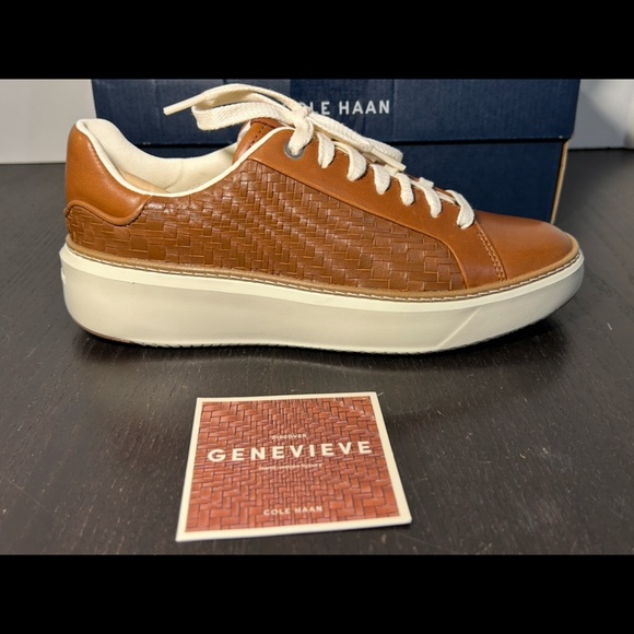 Cole Haan Grandprø Topspin Genevieve Weave Sneakers British Tan Size 6.5 B